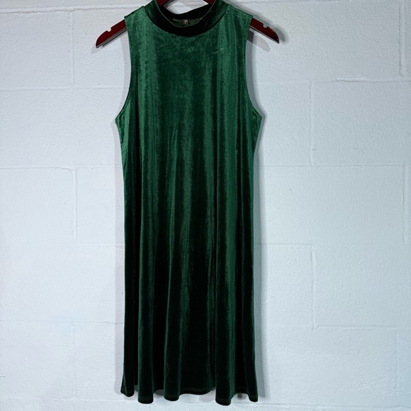 Nik And Nash Green Velvet Swing Dress - Picture 1 of 4